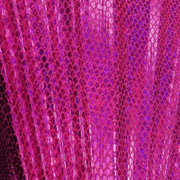 Spandex Pailleté Hologramme Sirène Fuchsia